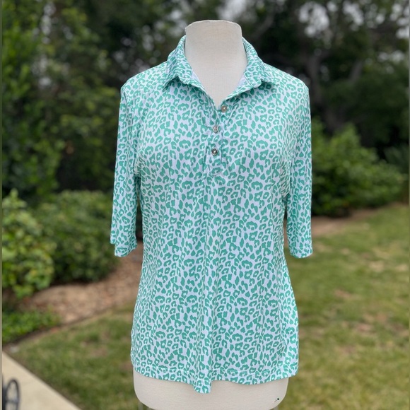 Nivo women's leopard print polo top - size XL - Picture 3 of 6